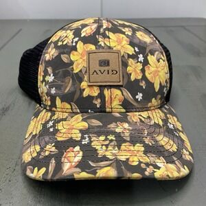 Avid Gear Islamorada Fishing Hat Cap Floral Black Trucker Snapback Mesh Back